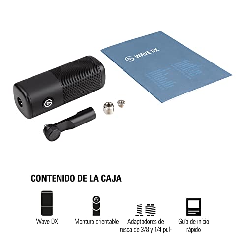Elgato Wave DX - Micrófono XLR dinámico, patrón cardioide, reducción de Ruido, optimizado para Voz para podcasts, Streaming y retransmisiones, sin Amplificador de señal, para Mac y PC