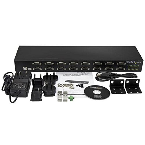 StarTech.com Adaptador USB a Concentrador de 16 Puertos Serie - Adaptador de Rack con Conexión en Cadena - USB a RS232