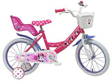 A.T.L.A.S. Bicicleta Infantil de 16 Pulgadas para niña, Disney + Casco Minnie Incluido niños, Rosa y Blanco idéntico a Las Fotos, 16''