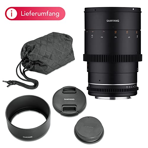 Samyang MF 135 mm T2,2 VDSLR MK2 Canon EF Objetivo de vídeo Cine de Formato Completo Distancia Focal Fija para Canon EF EF-S Cámara, Enfoque Manual, para EOS 5D Mark IV, 6D Mark II, 90D, 77D, Negro