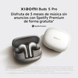 XIAOMI Buds 5 Pro, Auriculares inalámbricos, cancelación Ruido, Harman Audio EFX, Qualcomm aptX Lossless Audio, diseño ergonómico, hasta 36 Horas de batería, Blanco (Versión Bluetooth)