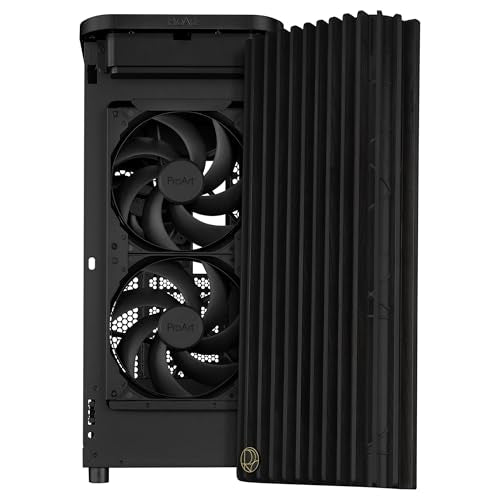 ASUS ProArt PA401, Chasis ATX con Panel de Metal, Compatible con GPU de hasta 314 mm, Dos Ventiladores de 160 mm, Bloqueo del Panel Lateral, Soporte para Fuente de alimentación extraíble