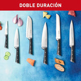 Tefal Ice Force – Bloque de 7 cuchillos: Pan 20 cm, Chef 20cm, Santoku 18 cm, Universal 11cm, Pelar 9cm | Acero Inoxidable Alemán, Corte Preciso, Mango Remachado, Resistente a la Corrosión