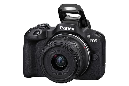 Canon EOS R50 Cuerpo Cámara Mirrorless + Objetivo RF-S 18-45 mm F4.5-6.3 IS STM, Cámara Evil APS-C (24,2 MP) -4 EV, Vídeo 4K 30 fps, Dual Pixel CMOS AF II, Pantalla Táctil de Ángulo Variable, Negro