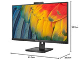 Philips Monitors Philips 275B1H - Monitor QHD de 27 Pulgadas, Webcam, Altura Regulable (2560 x 1440, DVI, HDMI, DisplayPort, USB Hub), Color Negro