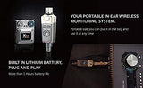 Xvive U4 Wireless In Ear Monitor, Sistema inalámbrico Profesional para monitorización de Auriculares in-Ear, Compuesto por 1 emisor y 1 Receptor
