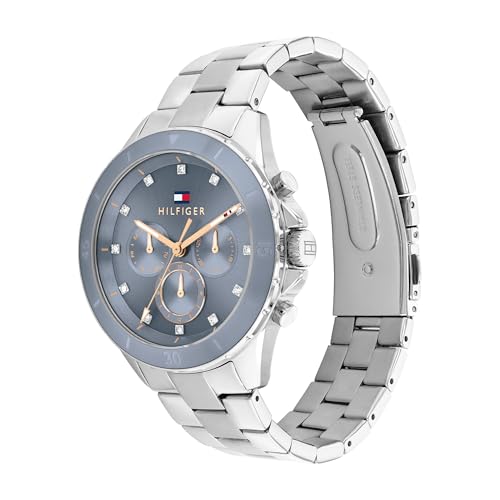 Tommy Hilfiger Reloj Analógico de Cuarzo multifunción para Mujer con Correas en Acero Inoxidable