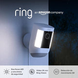 Ring cámara Pro con luces cableada (Spotlight Cam Pro Wired) | Cámara de seguridad exterior con vídeo 2K, Ring Vision, detección de movimiento 3D y luces LED | 30 días de prueba gratuita de Ring Home