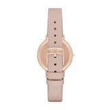 Emporio Armani Reloj de señora, movimiento de dos manecillas, caja de acero rosa dorado de 32 mm con correa de piel, AR2510, Rosa claro y blanco roto