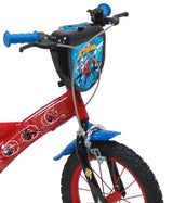A.T.L.A.S. Bicicleta Infantil de 14 Pulgadas, Spiderman/Marvel Equipada con 2 Frenos, Placa Frontal Decorativa, Botella Trasera y Casco Spiderman Incluido!, Color Rojo idéntico a Las Fotos