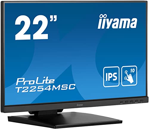 iiyama T2254MSC-B1AG 21,5" PCAP 10P Táctil, Anti Glare Coating, 1920x1080, Panel IPS, Slim Bezel, Altavoces, HDMI, DisplayPort, Double Hinge Stand, 250cd/m², USB HUB (2X 3.0), USB Táctil Interface