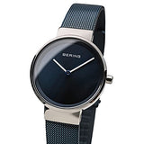 BERING 14526-307 Reloj de cuarzo para mujer con caja de acero inoxidable plateado de 26 mm y esfera azul, correa milanesa, cristal de zafiro y resistencia al agua de 3 ATM