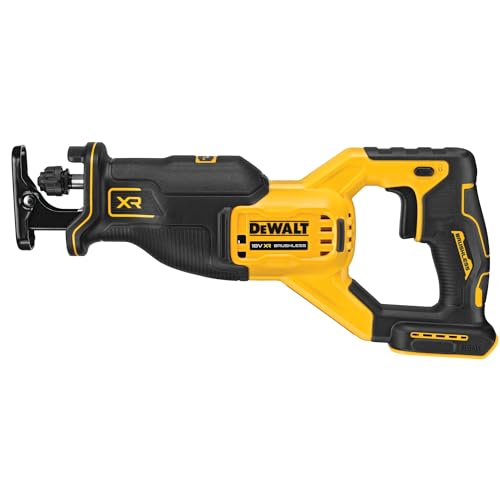 DEWALT DCS382N-XJ - Sierra sable 18V XR, Motor sin escobillas, Compacta, Capacidad de corte máxima de 300mm, Alta velocidad de corte, Luz LED, No incluye batería ni cargador