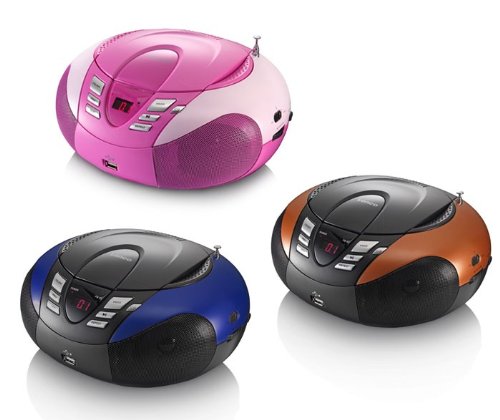 Lenco SCD-37 - Reproductor de CD para niños (2 x 1,5 W RMS), Color Rojo