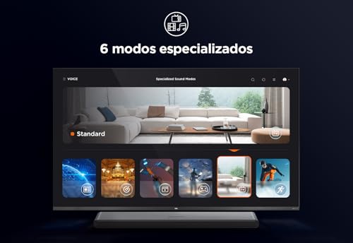 TCL Barra de Sonido S55HE 2.1, 220 vatios, Cine en casa, expansión de Sonido, Dolby Atmos, DTS Virtual:X, Barra de Sonido con subwoofer, Mando a Distancia único, Bluetooth 5.3, HDMI, USB