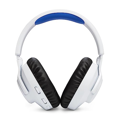 JBL Quantum 360P Auriculares inalámbricos con bluetooth para Playstation, micrófono desmontable, cancelación activa del ruido, QuantumSOUND Signature, 22 horas de batería, blanco