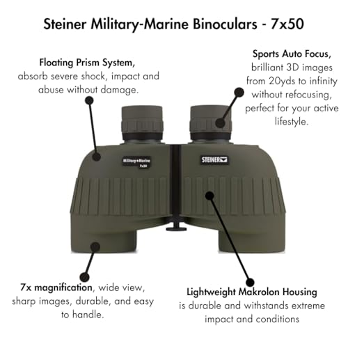Steiner 2038 - Prismáticos Militares para Hombre (7 x 50 cm), Color Verde