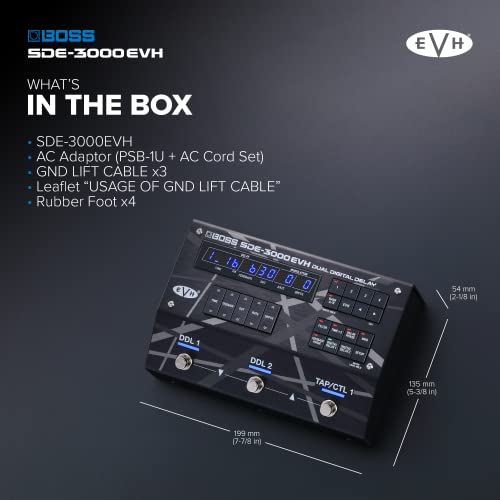 Pedal de delay digital doble edición especial Eddie Van Halen BOSS SDE-3000EVH | 8 auténticos presets de EVH | 2 pedales de delay SDE-3000 integrados