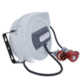 as - Schwabe CEE Carrete de cable retráctil automático 10 m H07RN-F 5G1,5-400V/16A/5 polo - Enrollador de manguera - 180° Giratorio - 1 m de cable de conexión - desmontable - para exterior, 12648