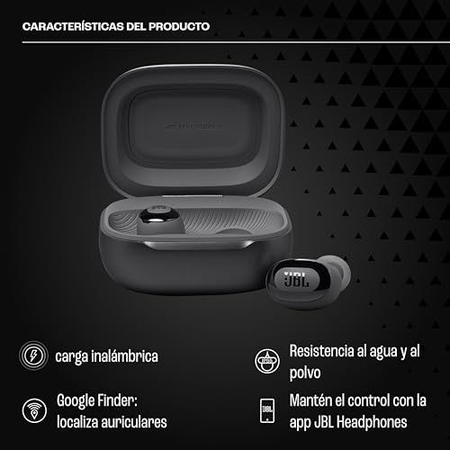 JBL Live Buds 3 Auriculares inalambricos de botón,True Wireless con cancelación de ruido adaptable, hasta 40 horas de reproducción, Bluetooth, audio de alta resolución, negro
