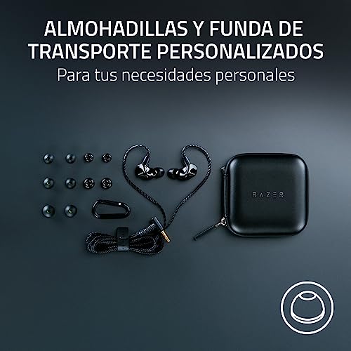 Razer Moray - Monitor de Streaming ergonómico con Cable (diseño acústico híbrido de Doble Controlador, Forma ergonómica de Perfil bajo, Aislamiento acústico pasivo Superior) Negro