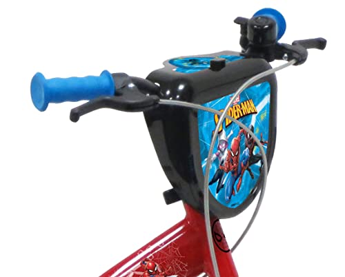 Vélo ATLAS Vélo 16'' Spiderman Équipé de 2 Freins, et Porte Bidon + Plaque Avant Décorative Bicicleta, Niños, Rojo