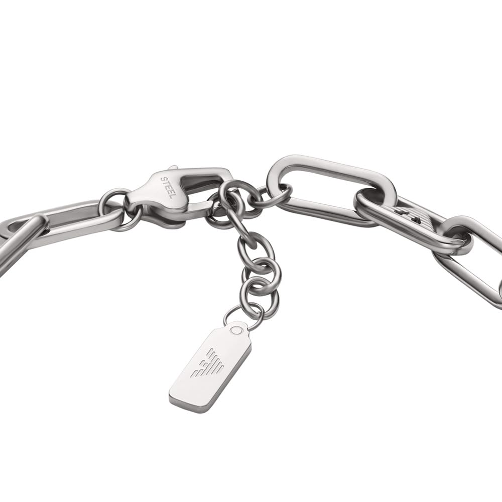 Emporio Armani Pulsera para hombre de acero inoxidable o de cuentas con cierre de langosta