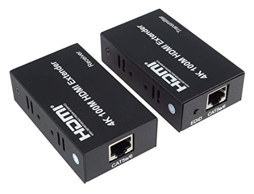 PremiumCord 4K Extensor HDMI a 100 m a Través de Cable de Conexión Cable Cat5e/Cat6, Carcasa Metálica, Estado LED, Compatible con Vídeo 4K UHD, Full HD 1080p 60Hz, HDCP, Negro