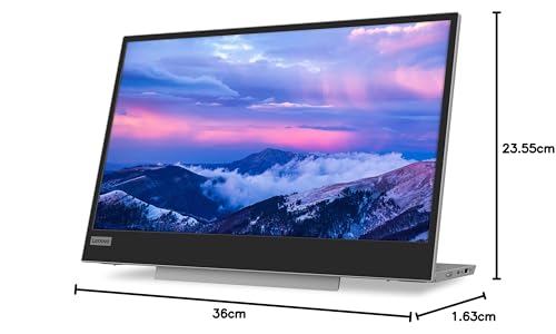 Lenovo L15 Monitor Portátil, Pantalla 15.6" FullHD IPS, 1920x1080, 60Hz, 6ms, Entrada 2 x USB-C, Cable USB-C a USB-C, Ajustable en Inclinación, Gris