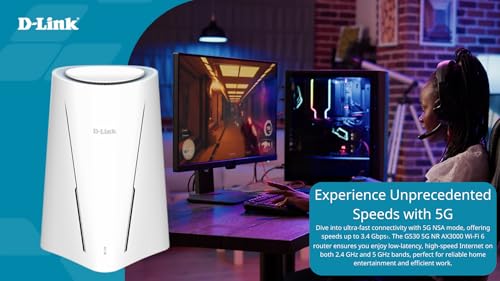 Router D-Link G530 5G NR, Descarga hasta 3.4 Gbps, Wi-Fi 6 AX3000, Puertos Gigabit WAN y LAN, WAN Failover, WPA3, VPN, VLAN, acepta SIM Todas operadoras.