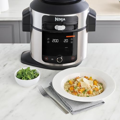 Ninja Foodi Olla eléctrica multifunción con SmartLid, 6 l, 11 funciones de cocción en 1, Olla a presión, Freidora de aire, Cocción lenta, Parrilla, Hornear y más, acero inoxidable, OL550EU