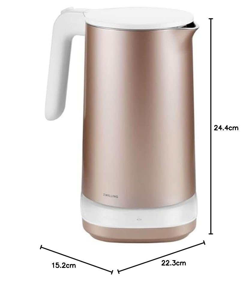 ZWILLING ENFINIGY Hervidor de agua Pro con ajuste de temperatura, Filtro antical de acero inoxidable y función mantener en caliente, 1850 W, 1,5 l, Rosa