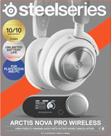 SteelSeries Arctis Nova Pro Wireless Blanco - Cascos Gaming Inalámbricos Multisistema - Controladores magnéticos de neodimio - Cancelación de ruido - Infinity Power System - PC, PS5, Switch 2, Móvil