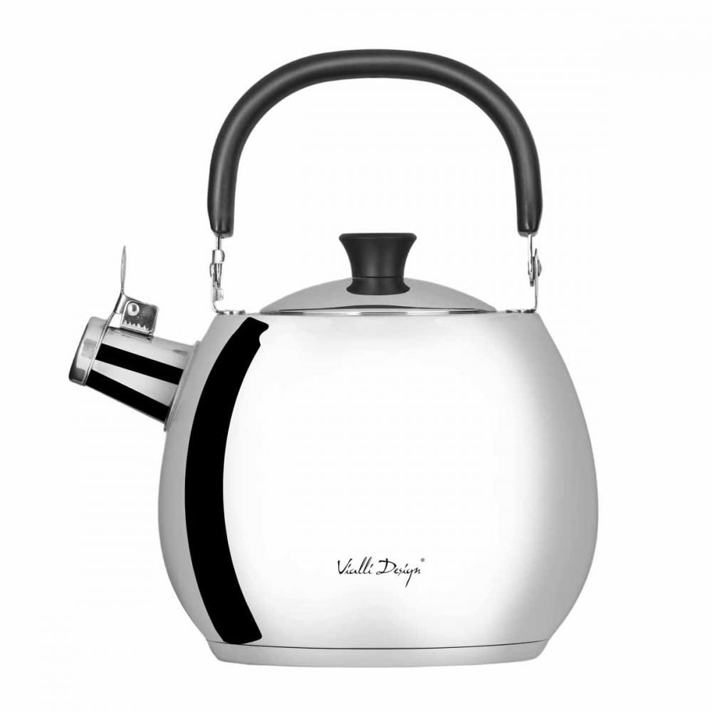 Vialli Design Hervidor de agua 2,5 l con silbato de acero pulido BOLLA 8623