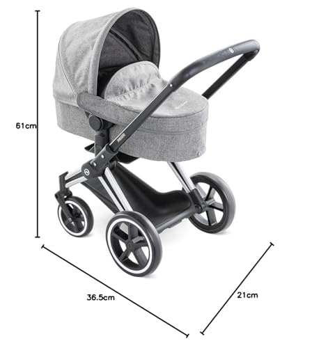 Smoby Cybex - Cochecito para Muñecos, en Color Gris, para Niños a Partir de 3 Años - 37 x 21,5 x 61,5 cm