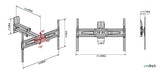 Meliconi Space System DUALMOTION 600 Easy, Soporte de Pared con Doble Brazo y Doble Rotación, Soporte para TV de Pantalla Plana de 40" a 82", Compatible con VESA 300-400-600, Capacidad de 45kg, Negro