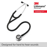 3M Littmann Cardiology IV Fonendoscopio para diagnóstico, campana de acabado estándar, tubo negro y vástago y auricular de acero inoxidable, 68,5 cm, 6152