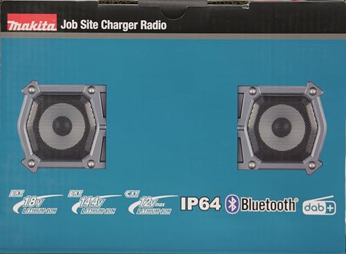 Makita DMR112 Battery Operated Construction Site Radio 7.2 V - 18 V with Dab+ and Bluetooth (Without Battery, Without Charger), Turquoise