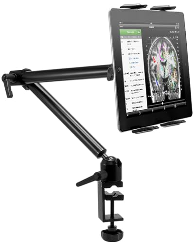ARKON TAB802 - Soporte de Abrazadera para Tablet de Escritorio o Silla de Ruedas con Brazo de 22 Pulgadas para iPad Air iPad Pro, iPad 4, 3, 2, Galaxy Tab S 10.5, Color Negro