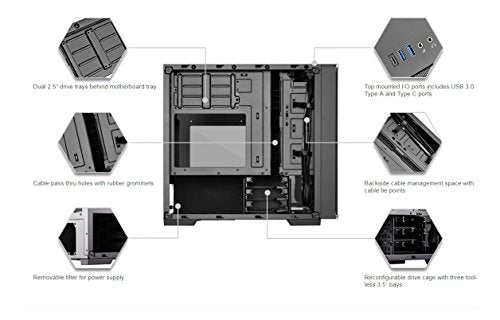 Silverstone SST-LD01B Lucid Serie Mini Tower Micro ATX - Caja para Ordenador (3 Paneles Laterales de Cristal Templado)