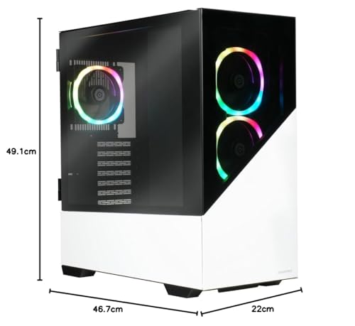 ENERMAXK8 ATX Mid Tower Carcasa para PC de Juegos de Cristal Templado, Incl. 3 Ventiladores ARGB PWM de 12 cm - USB3.2 Gen1 y USB3.2 Tipo C; ECA-EK8-WW-ARGB