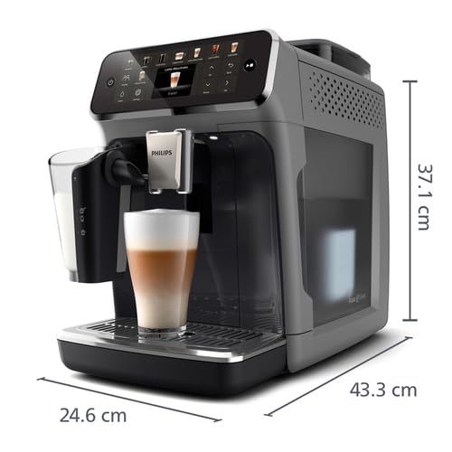 Philips Cafetera Espresso Totalmente Automática Serie 5500-20 Cafés Calientes y con Hielo, Sistema de Leche LatteGo de Limpieza Rápida, 40% más Silenciosa con SilentBrew, QuickStart, Gris (EP5544/50)