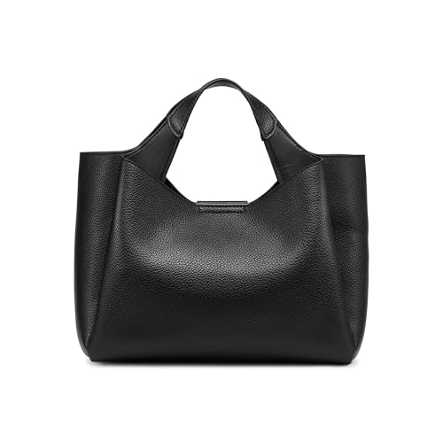 DKNY Willa Satchel, Bolso de Mano para Mujer, Negro/Plata