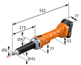 FEIN | Amoladora recta a batería AGSZ 18-280 LBL AS, 18V, resistente al polvo y de gran potencia, Aplicación universal, Motor FEIN Brushless, Compatible con baterías AMPSHare 18V