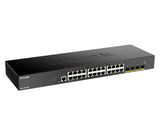 D-Link DGS-1250-28X - Switch 28 Puertos Gigabit Gestionable con UpLink a 10Gbps, Layer 2 y Layer 3 Lite (24x 10/100/1000BASE-T, 4X 10G uplink SFP+ y 1x Consola RJ-45), Negro