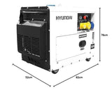 HYUNDAI HY-DHY6000SE, Generador Diesel Pro Monofásico Insonorizado, 5.2 W, 230 V, blanco/negro
