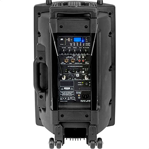 Ibiza - PORT12VHF-BT - Altavoz portátil 12"/700W MAX con 2 micrófonos (VHF), mando a distancia y funda protectora - Bluetooth, USB, SD - Autonomía de 5 a 7h - Speaker Box