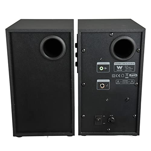 Woxter Dynamic Line 410 BT –Altavoces estéreo 2.0 150W de Potencia,Bluetooth, Madera, Woofer de 4 Pulgadas, 2 Tweeter, 3.5 mm, RCA, Control Volumen, Agudos, Graves, Bookself Speakers, Color Negro