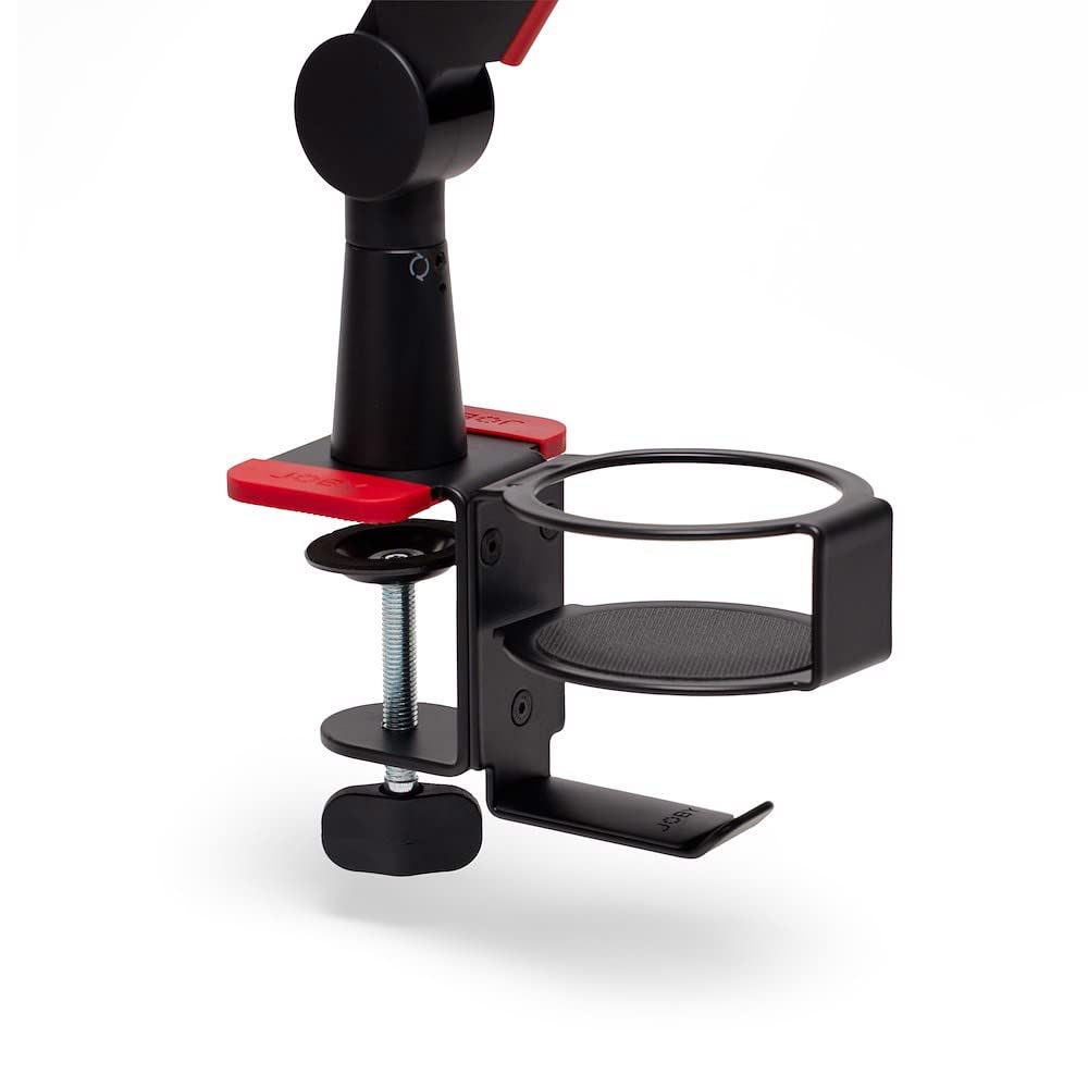JOBY Wavo Boom Arm, Brazo de Jirafa para Micrófono Profesional, Streamings y Podcasts, Silencioso, Soporte para Vaso y Auriculares, Abrazadera de Mesa, Canaleta Oculta para Manejo de Cables, Negro