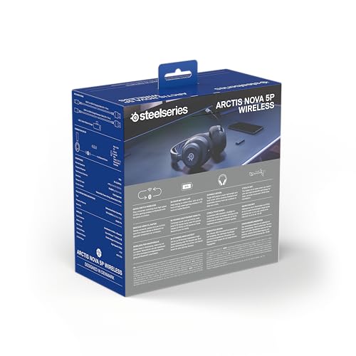 SteelSeries Arctis Nova 5P Cascos PS5 Inalámbricos - PS5, PC, Switch 2, móvil - Controladores magnéticos de neodimio - Más de 100 preajustes - Batería de 60 horas - 2,4 GHz o BT - Micro Gen2.X